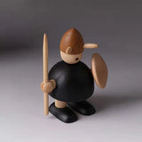 Scandinavian wooden Viking puppet ornament, Danish-designed soldier set, home decor with pegboard decoration