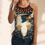 Summer Outfits Arabian Falcon 3D Printed  Hollow Out Cross Cross Tank Top