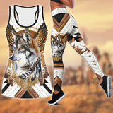 Wolf and Eagle Wings Native American Leggings + Tank Top