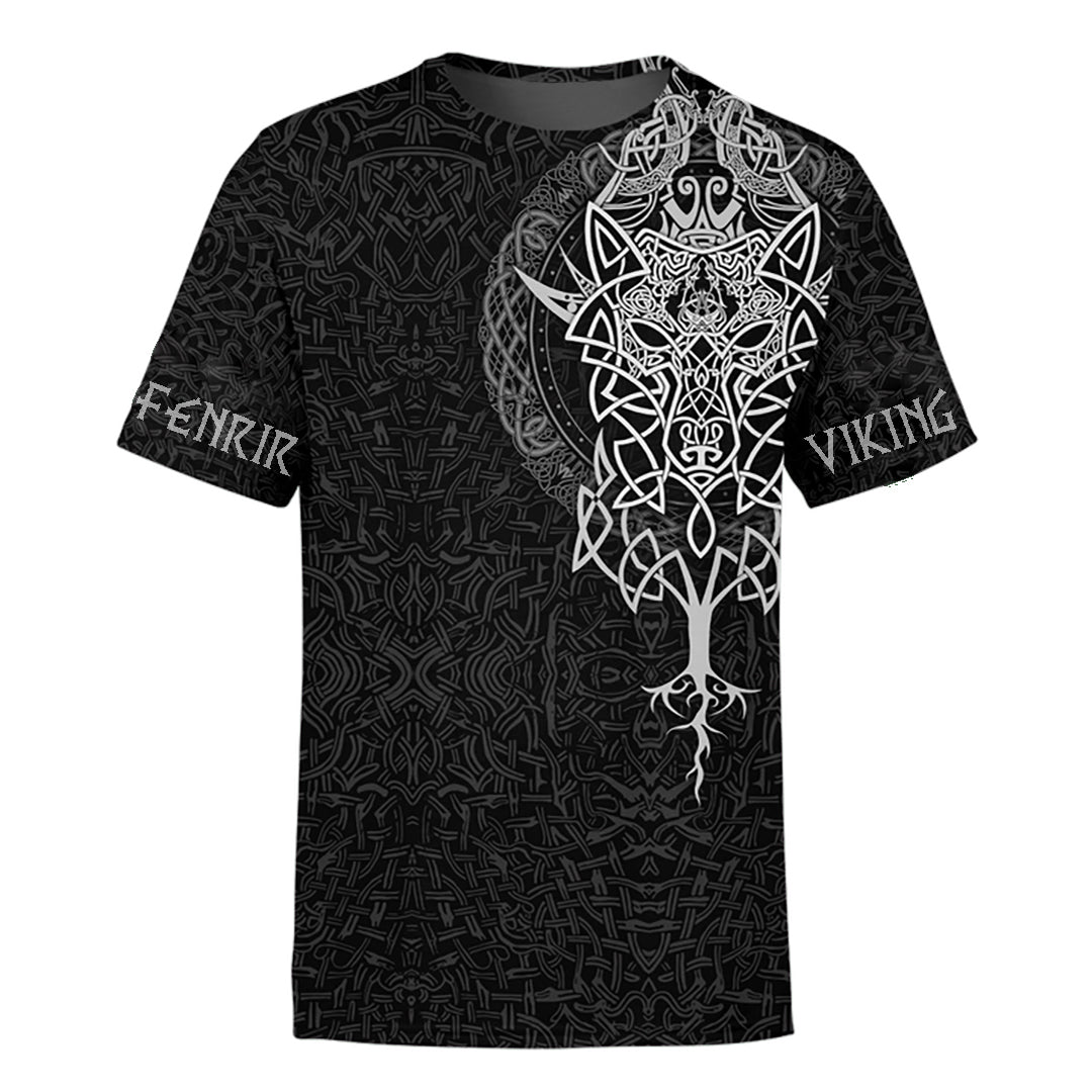 Fenrir Wolf Tattoo Dark Colour Customized 3D All Over Printed Shirt