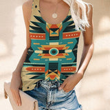 Native Aztec Tribe 3D  All Over  Printed Sexy Sleeveless Yoga Top