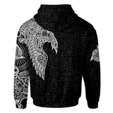 Viking Raven Tattoo Black and Dark Candy Apple Red Color 3D All Over Printed Hoodie