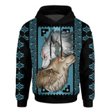 Native Wolf Native American Pattern Customized Hoodie For Couple