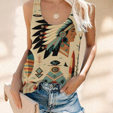 Native Aztec Tribe 3D  All Over  Printed Sexy Sleeveless Tank Top For Women