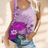 Rose Lace Flower 3D  All Over  Printed Sexy Sleeveless Women Tank Top