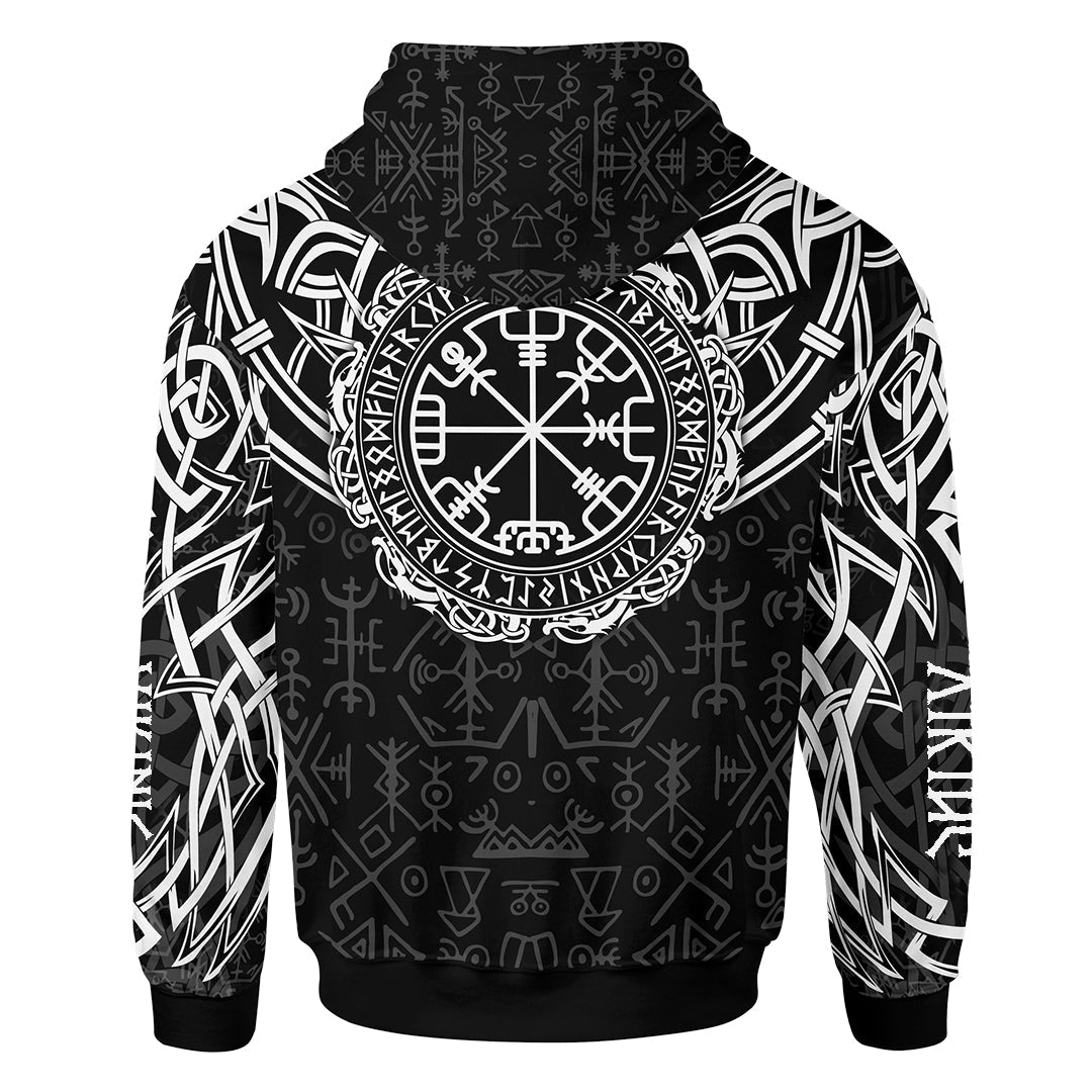Viking Runes Black White and Tangerine Colour Customized 3D All Over Printed Hoodie