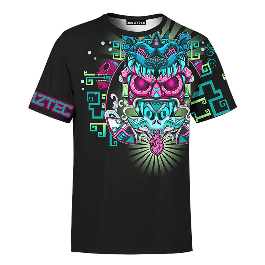Aztec Tonatiuh Fifth Sun Maya Aztec Mexican Mural Art 3d All Over Printed Shirt