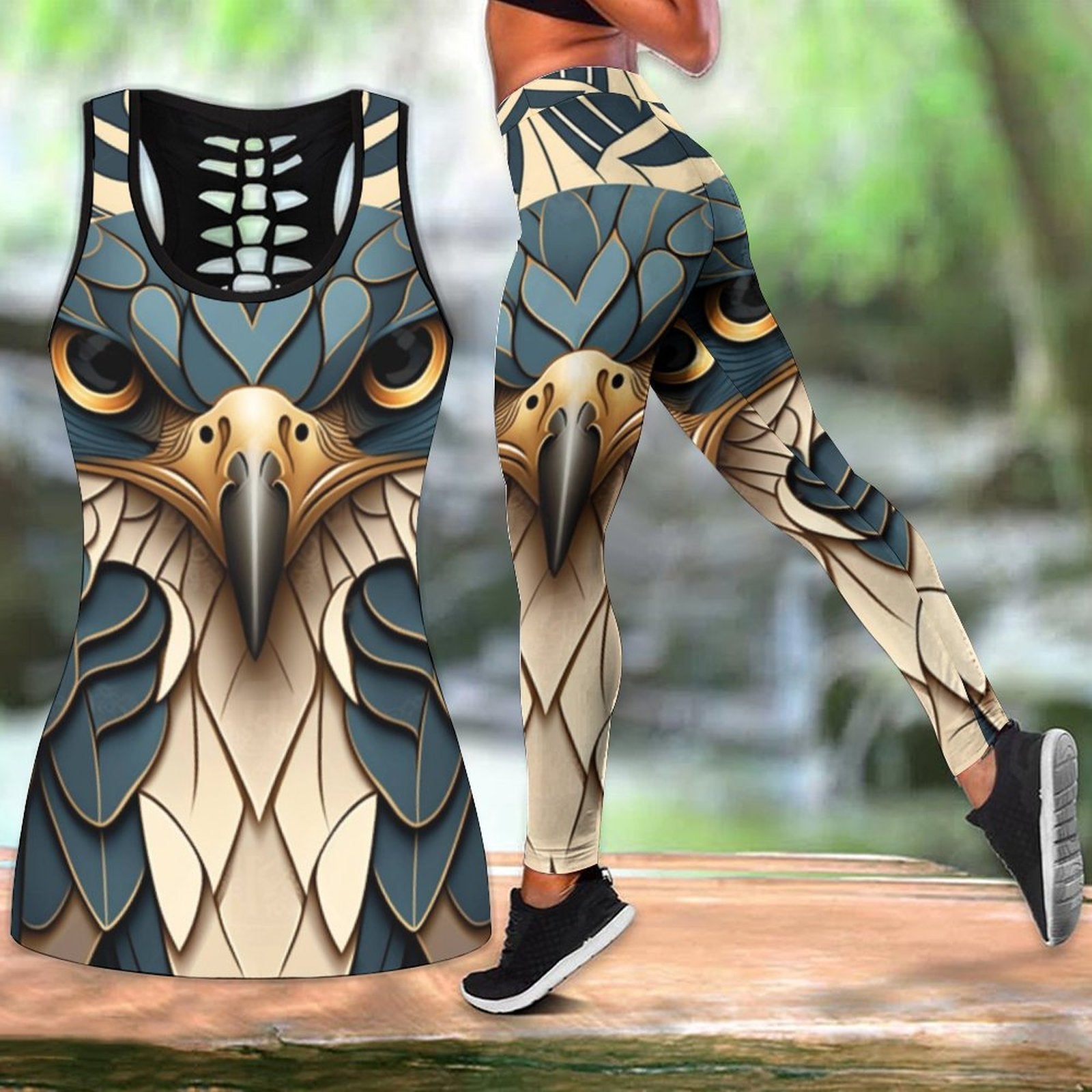 Summer  Arabian Falcon  Printed  Tank Tops Outfits Casual Yoga Pants Tank Top Yoga Set