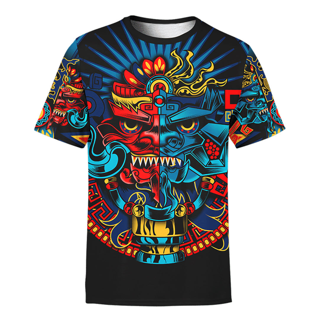 Tlaloc Heart Aztec Mural Art 3D All Over Printed Shirt
