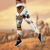 Wolf and Eagle Wings Native American Leggings + Tank Top