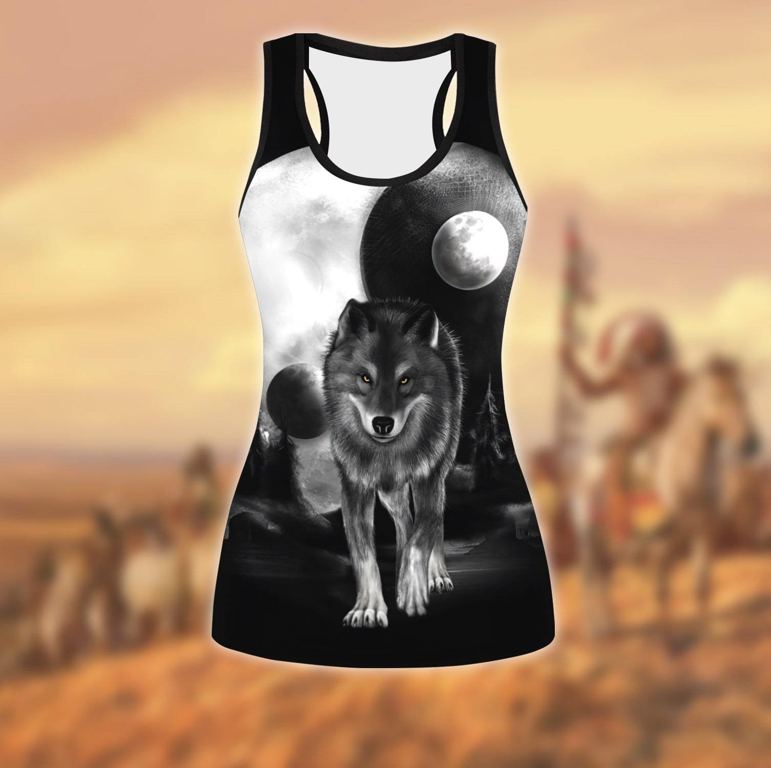 Wolf 3D All Over Printed Leggings + Tank Top