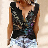 Butterfly Flower  Printed Sexy Sleeveless Tank Tops Tank Top For Women