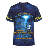 Jesus Lion Galaxy Way Maker Miracle Worker 3D All Over Printed Shirt