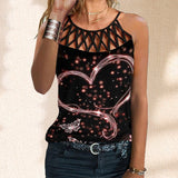 Summer Outfits Love Shine 3D Printed  Hollow Out Cross Cross Tank Top