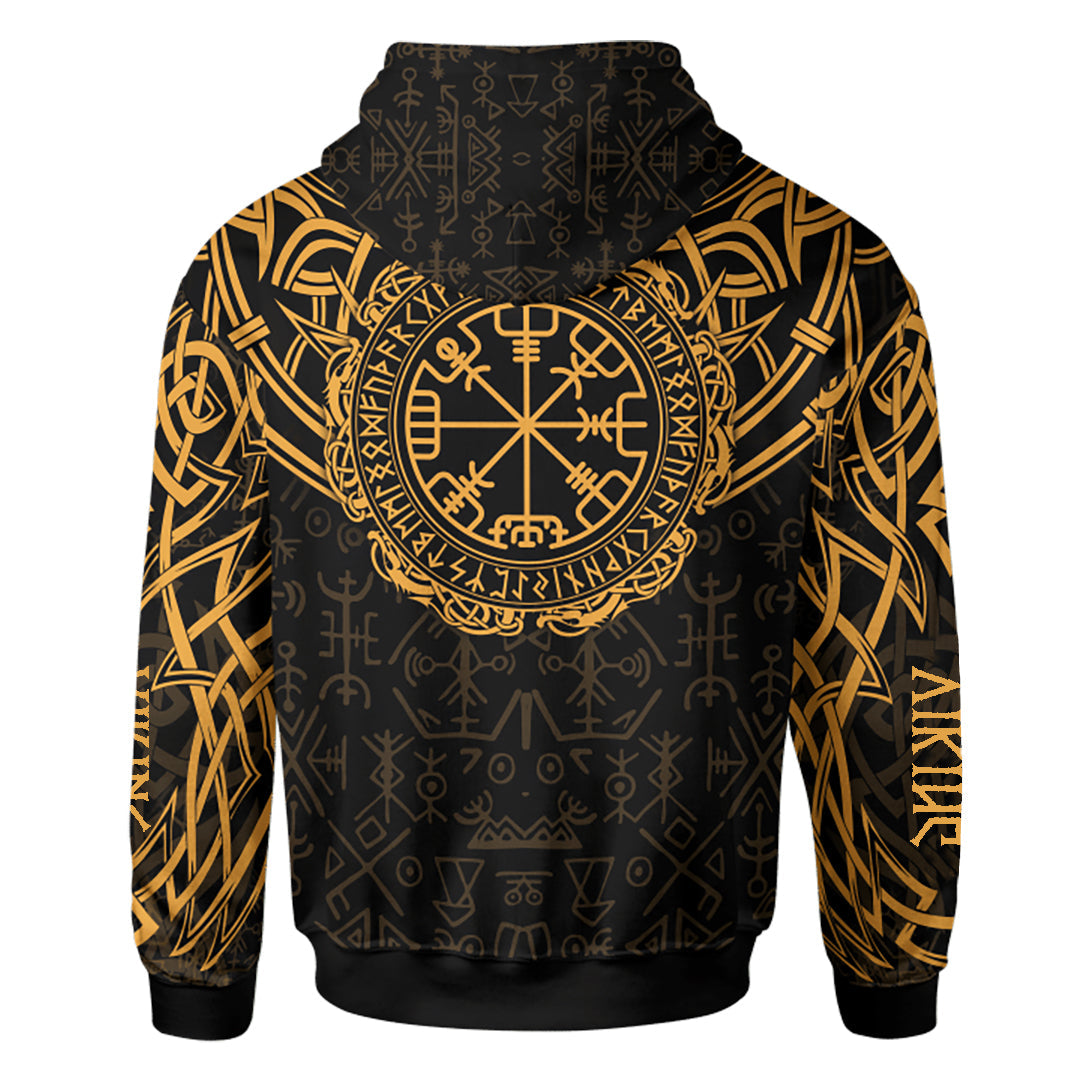 Viking Runes Black White and Tangerine Colour Customized 3D All Over Printed Hoodie