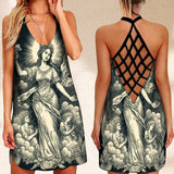 Summer Dress Retro Magical  Printed Open Back Sexy Dress For Woman