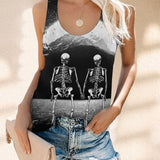 Skull Love 3D  All Over  Printed Sexy Sleeveless Y2k Top
