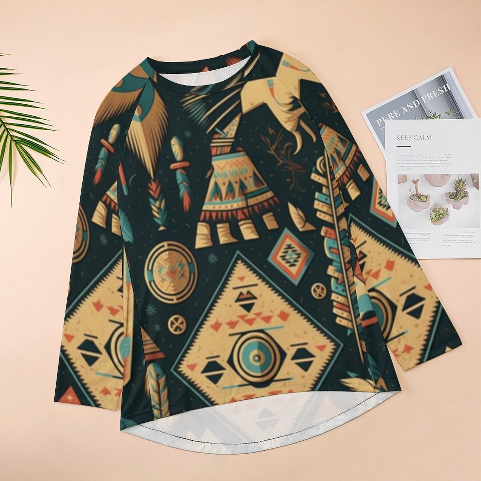 Summer T-shirt Native Aztec Printed  Loose Goth Tops