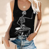 Skull Love 3D  All Over  Printed Sexy Sleeveless Tank Top For Women