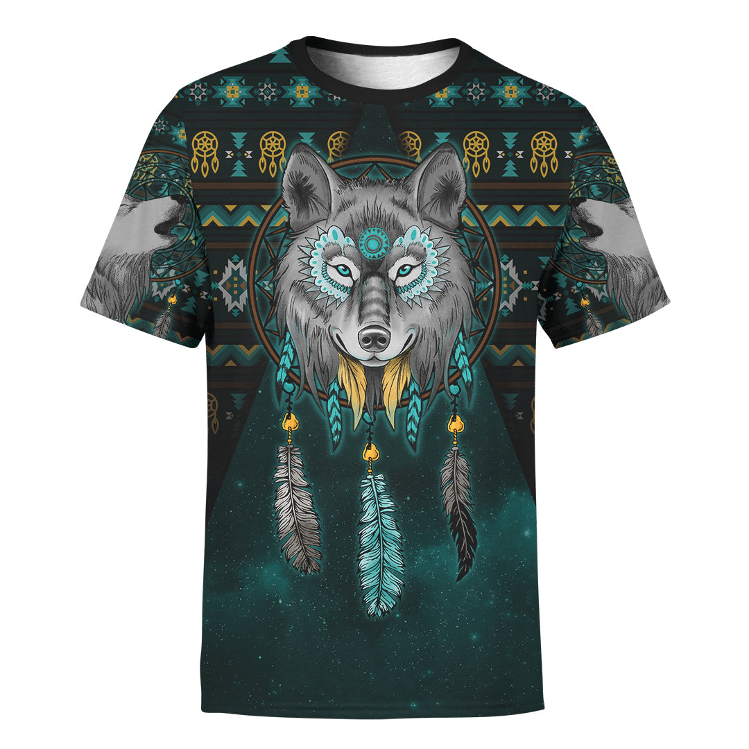 Native Wolf Native American Pattern Customized 3d All Over Printed Shirt