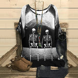 Summer Casual Skull Love  Printed Half Sleeve Gothic Clothes Woman