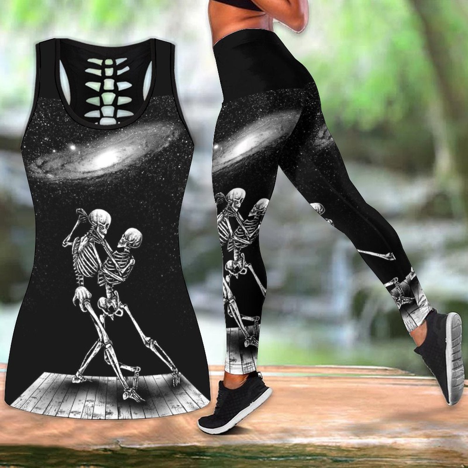 Summer  Skull Love  Printed  Tank Tops Outfits Casual Outfit Print Sleeveless Tank Top And Leggings