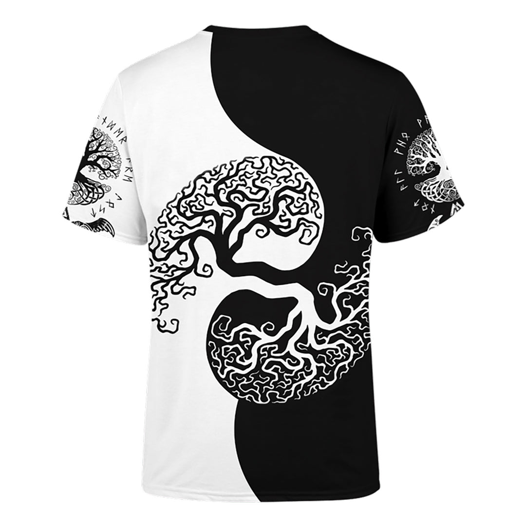 Viking Yin Yang Yggdrasil Tree of Life 3D All Over Printed Shirt