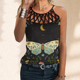 Butterfly Mood Design Print  Hollow Out Sleeveless Y2k Top