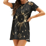 Summer Design  Stars Zodiac  Print Sexy Short Sleeve Dress  Dresses For Women 2023