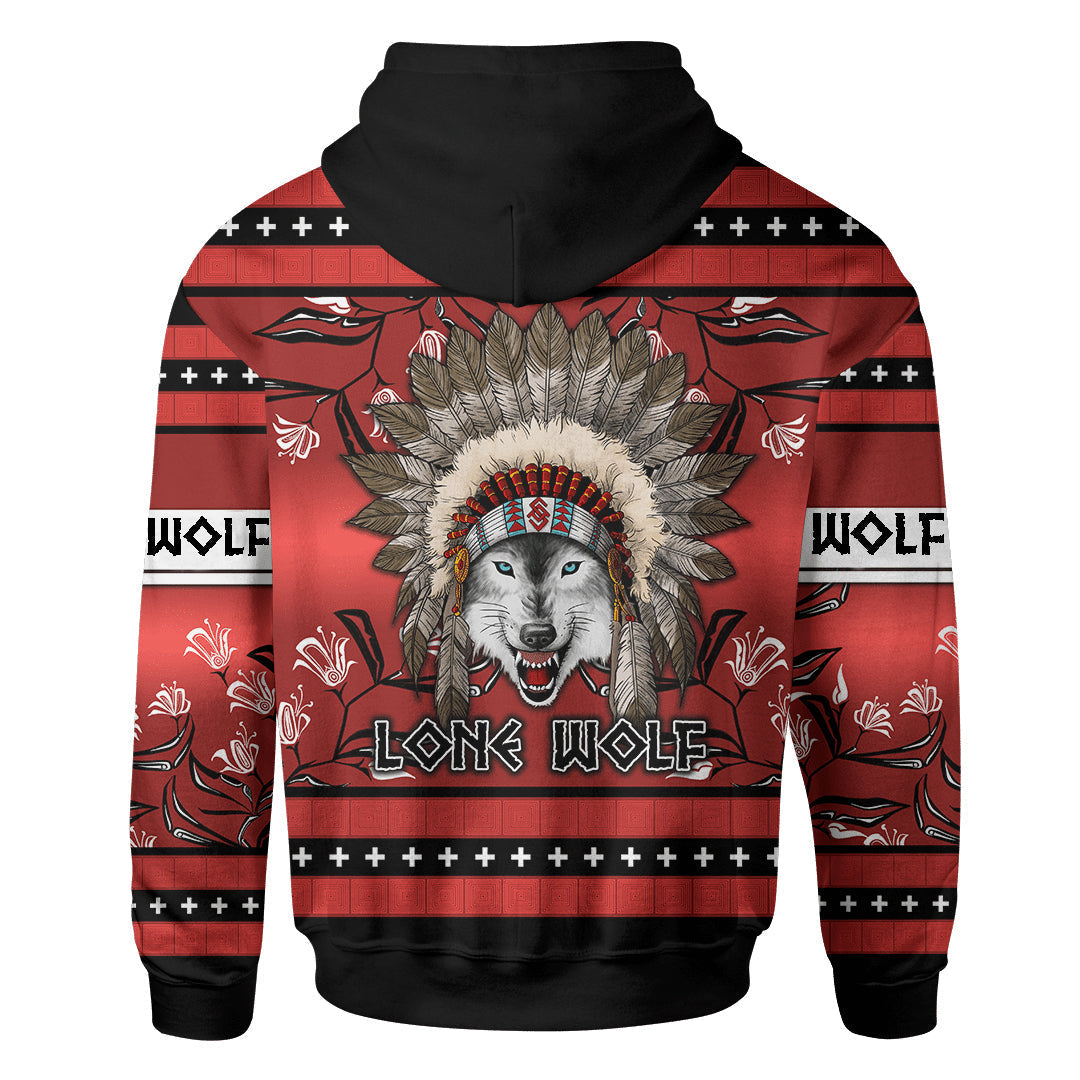 Wolf In Native American Pattern Customized 3D All Over Printed Hoodie