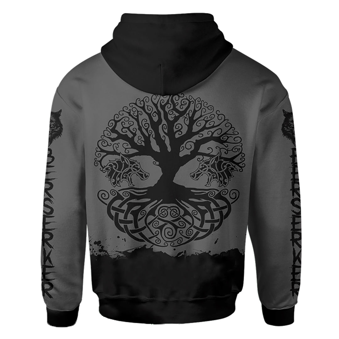 Berserker and Wolves Dark and White Colour 3d All Over Printed Hoodie