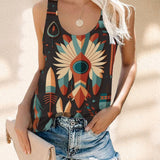 Native Aztec Tribe 3D  All Over  Printed Sexy Sleeveless Yoga Top