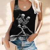 Skull Love 3D  All Over  Printed Sexy Sleeveless Tank Top For Women