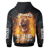 Jesus Lion King of The Kings Burning Rose 3D All Over Printed Hoodie