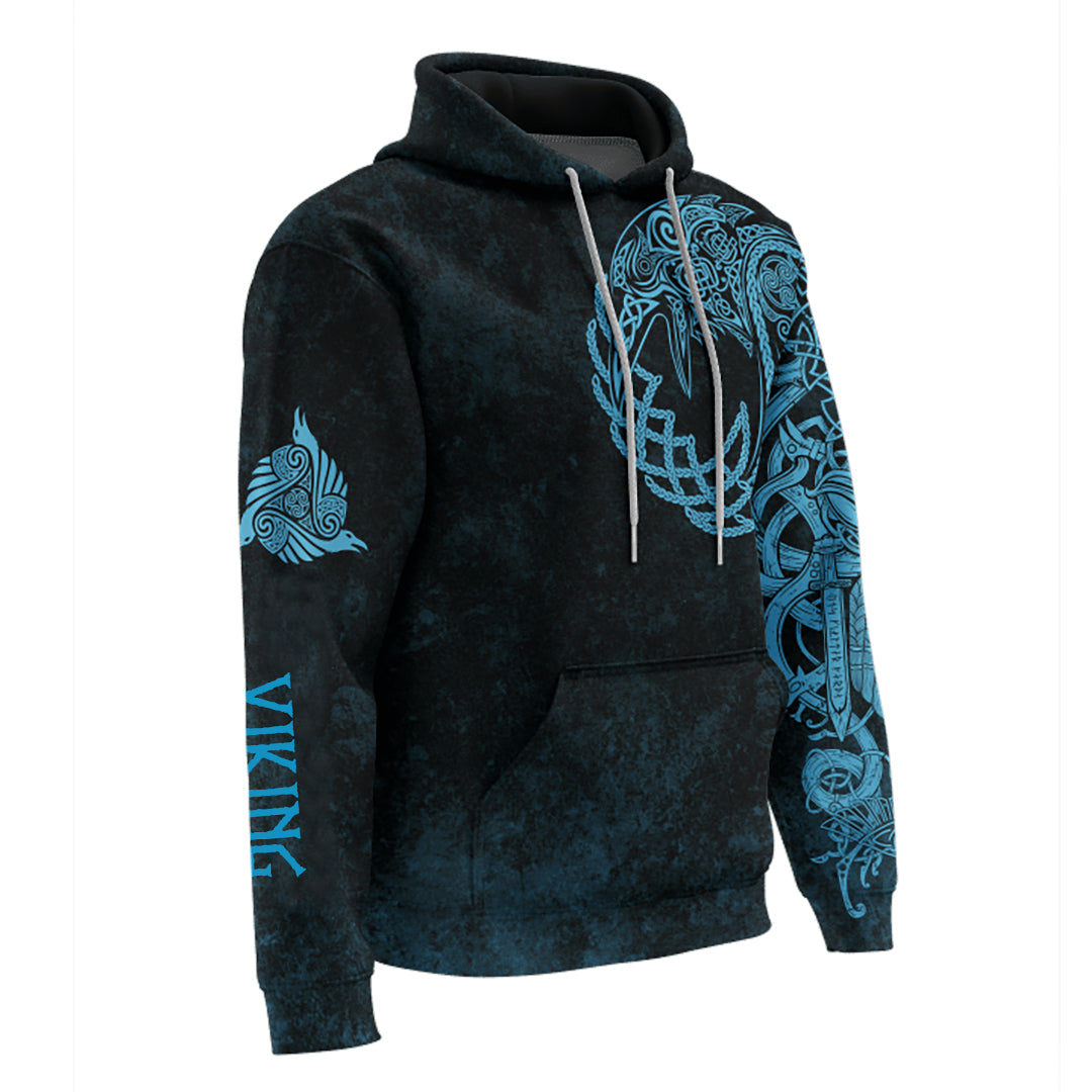 Viking Raven And Odin Norse God 3D All Over Printed Hoodie