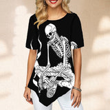 Women Top Casual Skull Love Printed Short Sleeve Harajuku T-shirt