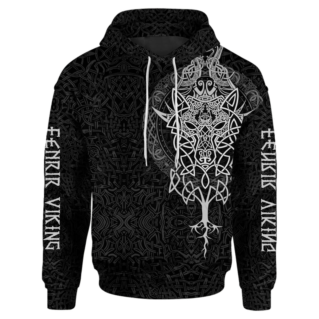 Fenrir Wolf Tattoo Dark Colour Customized 3D All Over Printed Hoodie