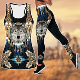 Wolf Native American 3D Full Body Print Leggings + Tank Top