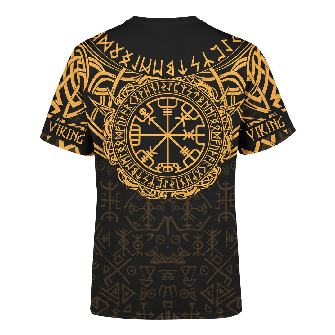 Viking Runes Black White and Tangerine Colour Customized 3D All Over Printed Shirt