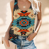 Native Aztec Tribe 3D  All Over  Printed Sexy Sleeveless Women Tank Top
