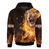 Jesus Lion Fire Faith Over Fear 3D All Over Printed Hoodie