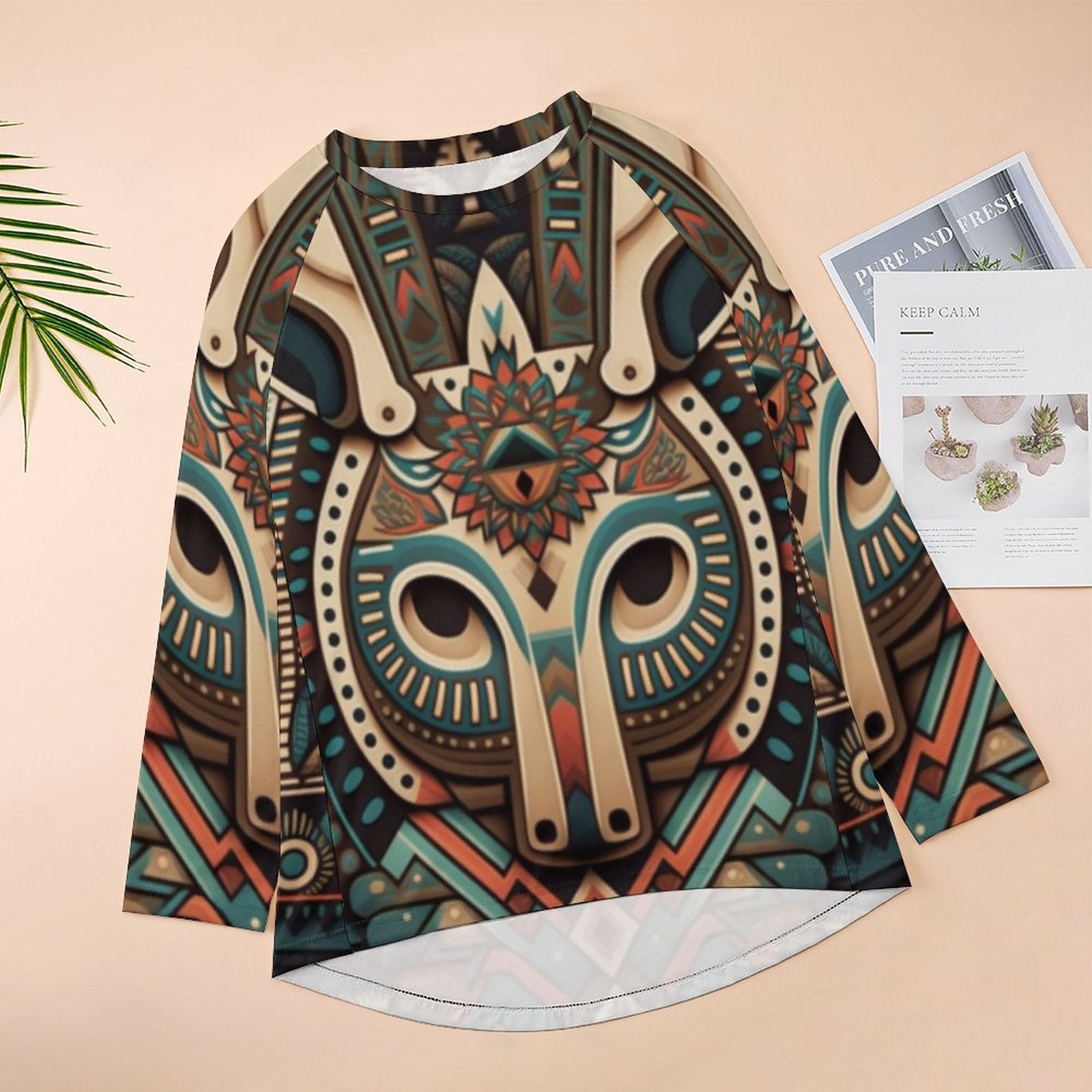 Summer T-shirt Aztec Geometric Printed  Loose Retro Women's Shirt