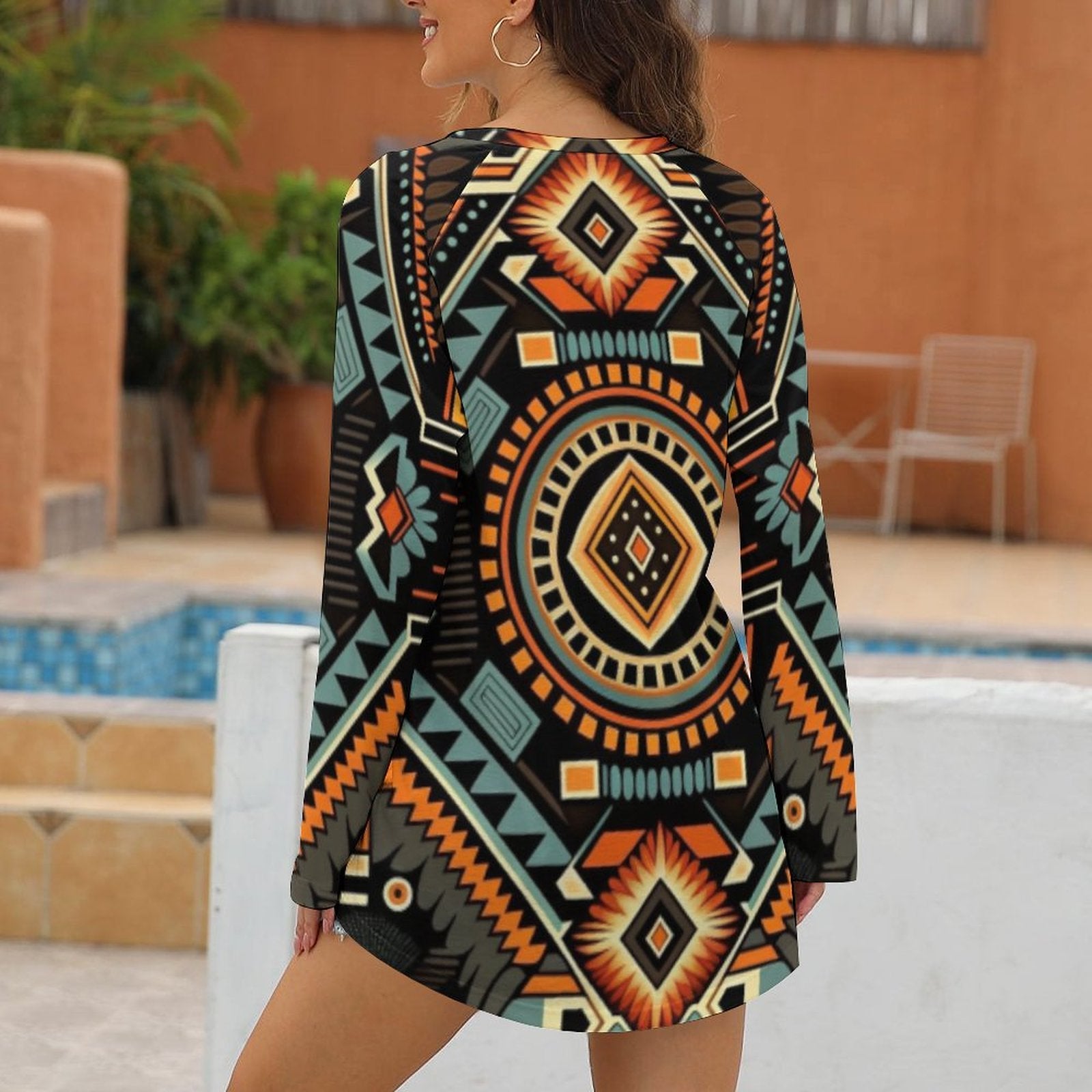 Summer T-shirt Aztec Mexican Printed  Loose Classic Y2k Streetwear