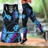 Summer  Butterfly Shine  Printed  Tank Tops Outfits Casual Summer Vest Sportswear Suit